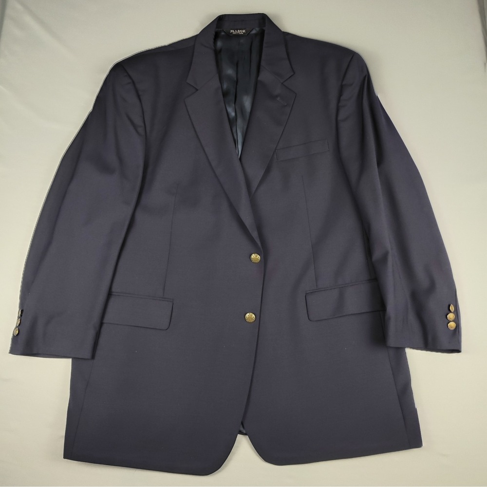 JoS A Bank Wool Blazer Mens 50L Navy Blue Metal Gold Crest Buttons Sport Coat